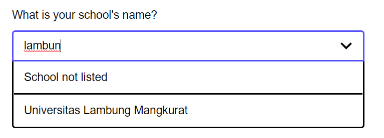 pilihan kampus/sekolah asal