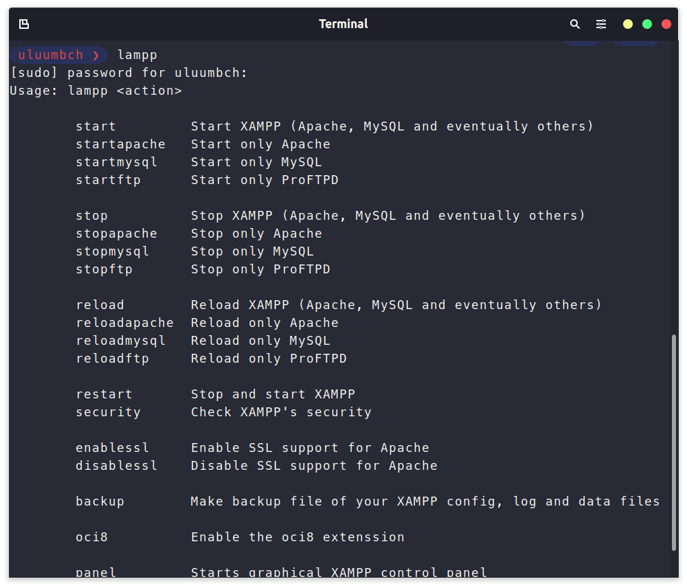 menjalankan xampp melalui terminal ubuntu